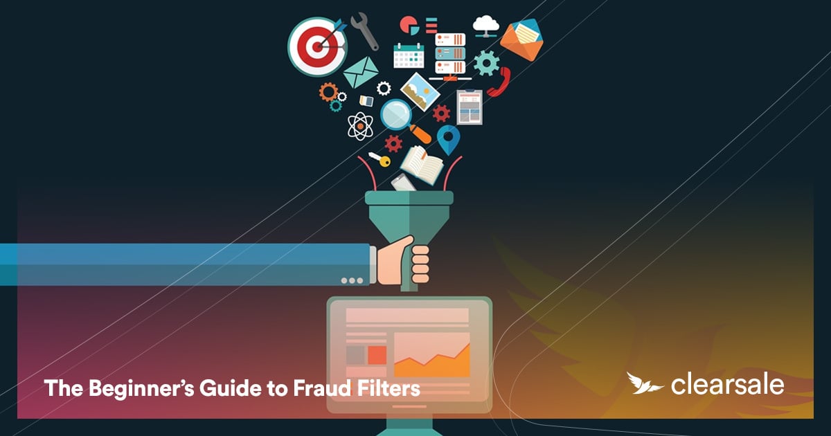 Illustration of many icons being placed through a funnel on a desktop.