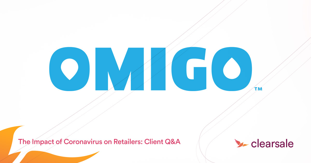 Logos of the MyOmigo Company and ClearSale with a text that says: The Impact of Coronavirus on Retailers: Client Q&A